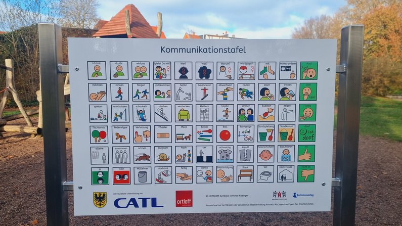 Auf dem Bild ist eine Kommunikationstafel zu sehen. Auf dem Bild ist eine Kommunikationstafel zu sehen.